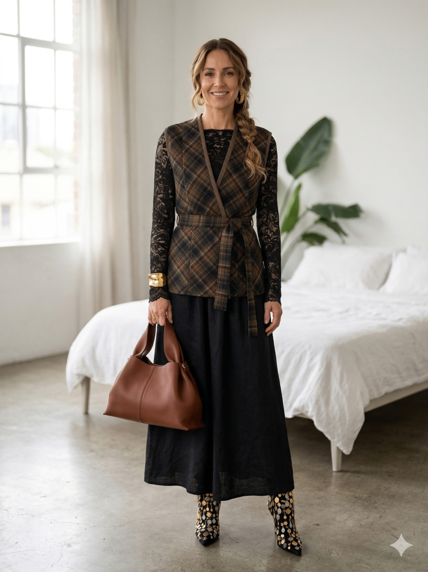 Vestido preto em look boho